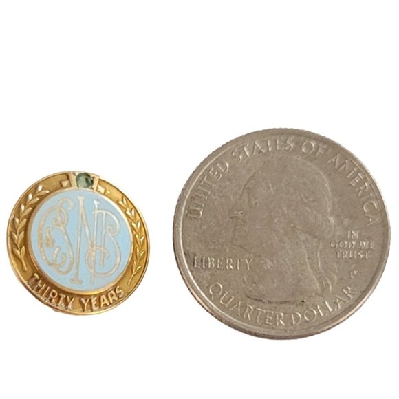 10K Yellow Gold Script Font CSNB 30-Year Service Monogram Pin, K973 - Picture 5 of 8